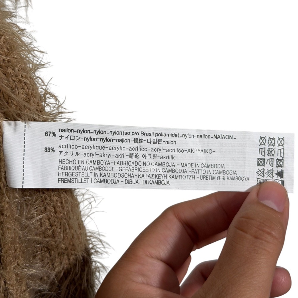 Zara Kids Fuzzy Eyelash Knit Camel Brown Open Front Cardigan Girls Size 6 NWT - Picture 6 of 7